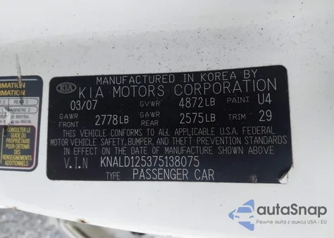 2007 Kia Amanti from USA, damaged, VIN KNALD125375138075